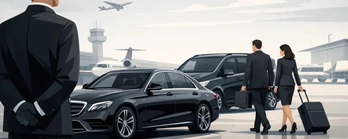 Illustration d’un service de chauffeur exécutif à Paris pour déplacements professionnels avec coordination multi-étapes