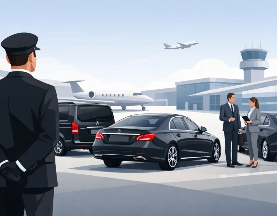 Mercedes Classe S avec chauffeur privé lors d’un roadshow exécutif à Paris